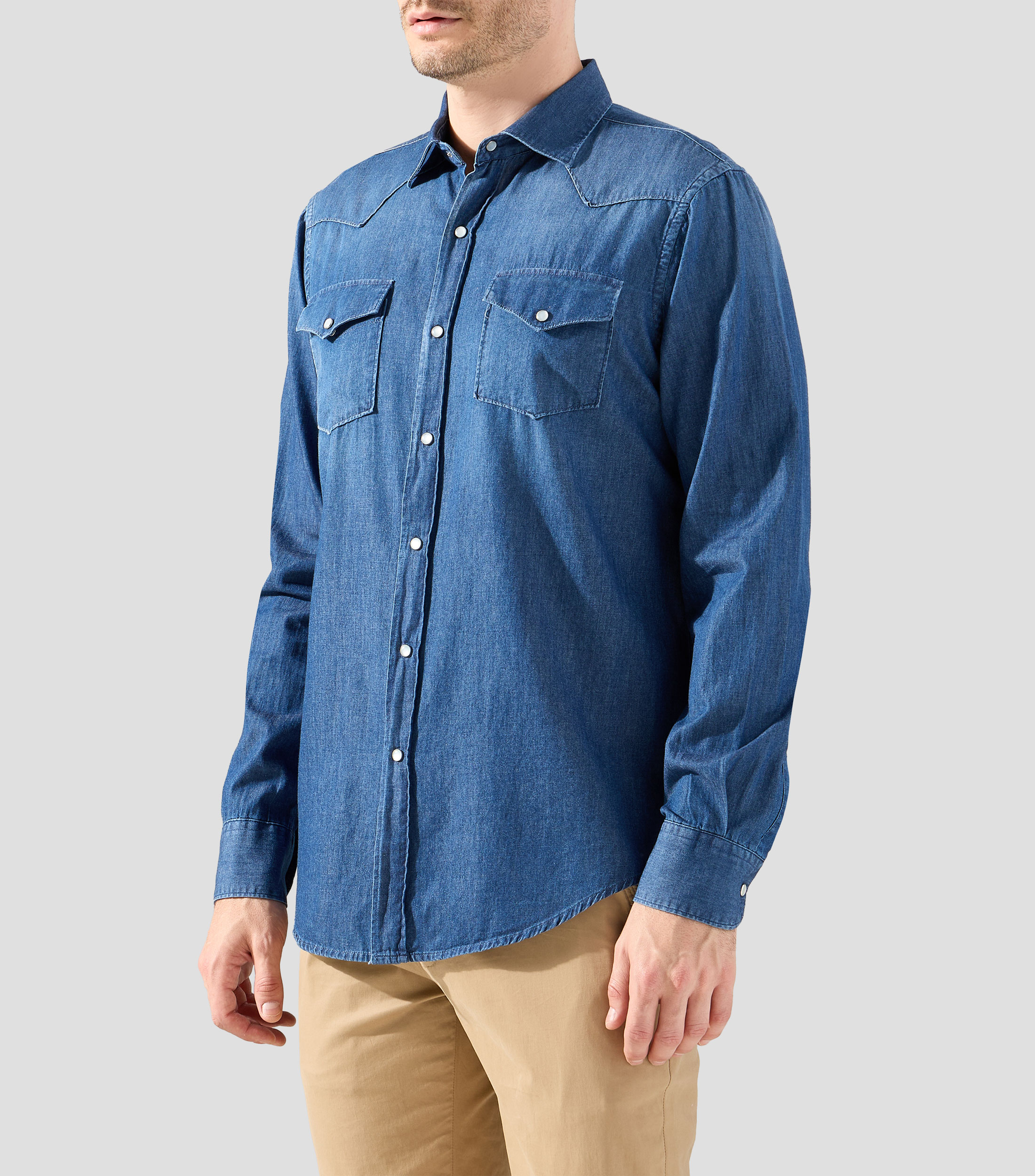 Camisa con lisa manga larga Hombre